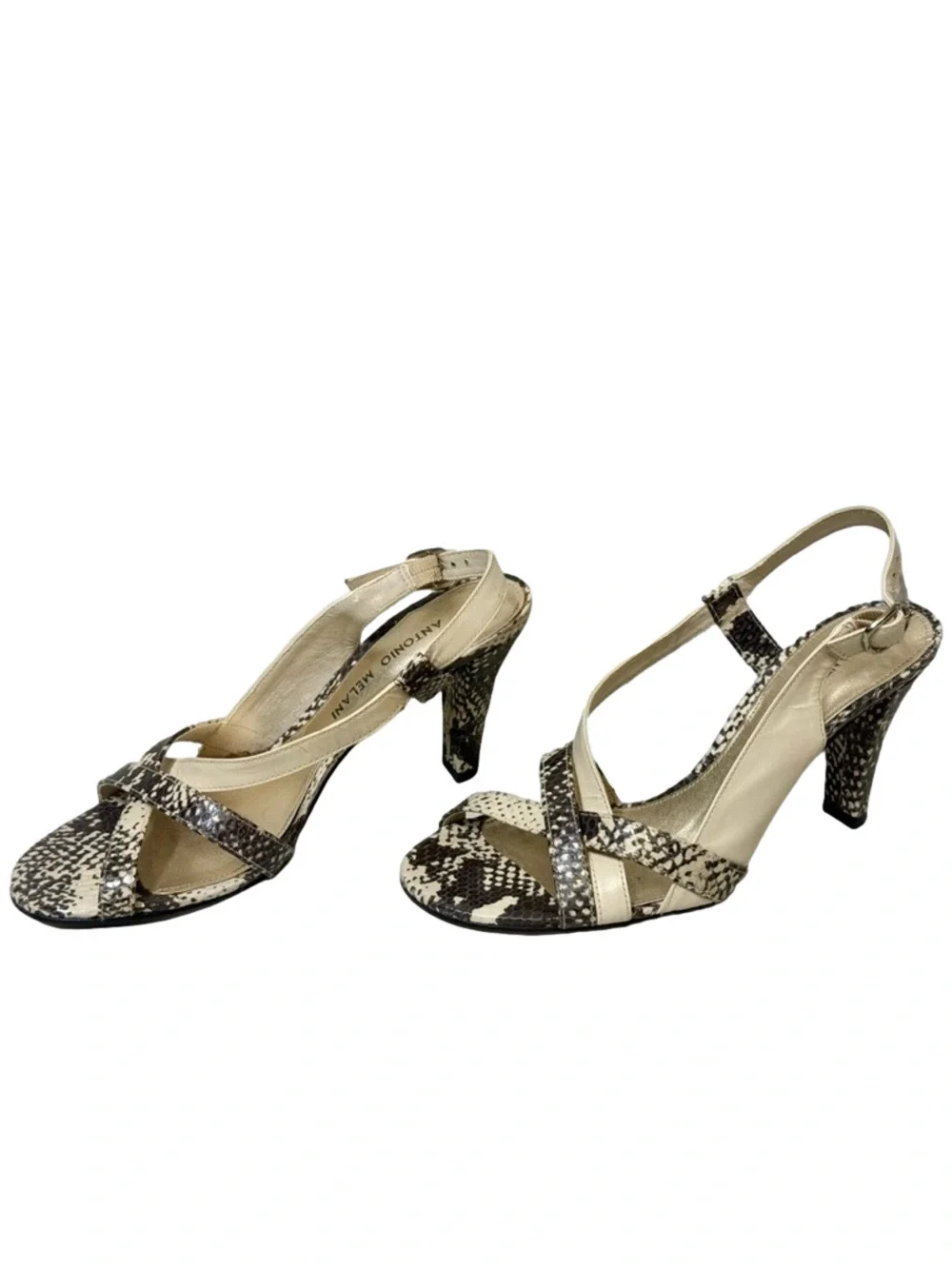 ANTONIO MELANI Snakeskin Strappy Heels